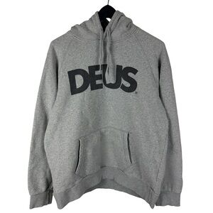 Mens Deus Ex Machina Classics Streetwear Spellout Logo Grey Hoodie Size L